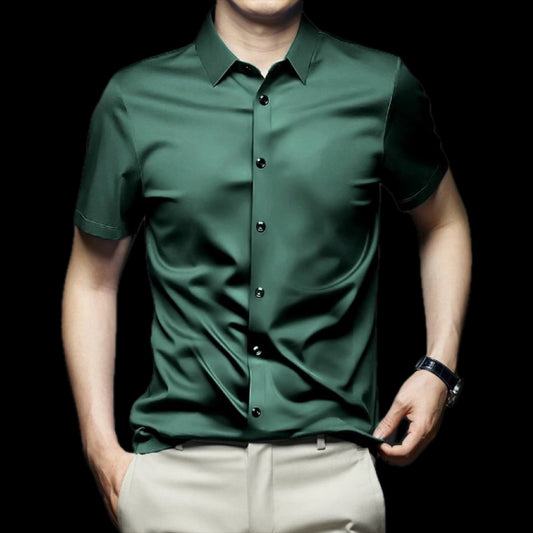 Ice Silk White Shirt – Non-Iron Business Short Sleeve Shirt