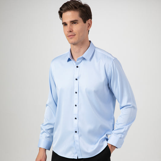 Men’s Mercerized Stretch Shirt – Formal Business Long Sleeve