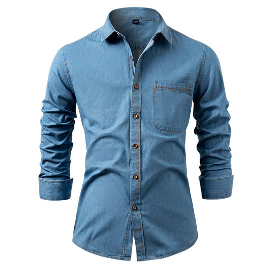 Hortiss Men’s Denim Shirt – Casual Lightweight Jacket Style Shirt Sky Blue