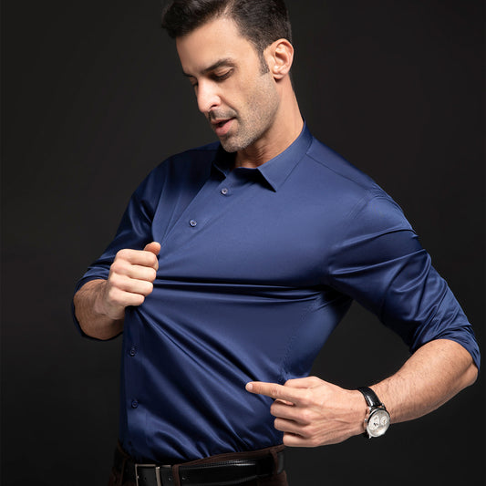 Men’s Satin Business Shirt – Non-Iron Formal Long Sleeve