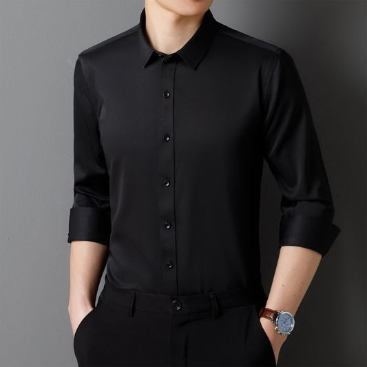 Solid Color Business Shirt – Four-Way Stretch Long Sleeve