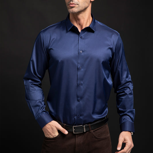 Men’s Satin Business Shirt – Non-Iron Formal Long Sleeve