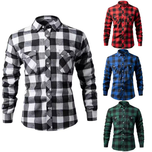 Brushed Plaid Shirt – Casual Street Style Men’s Shirt