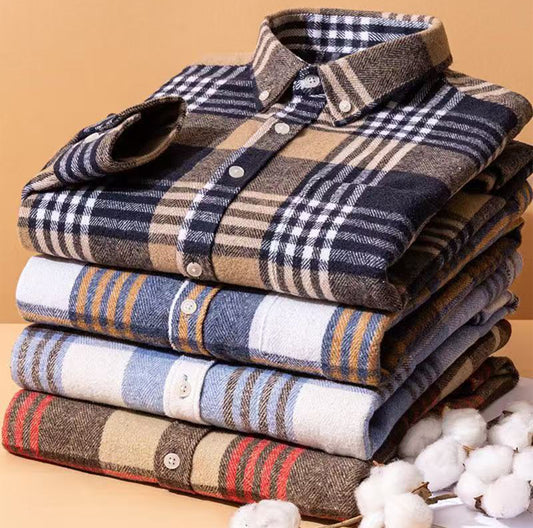 Plaid Long Sleeve Shirt – Casual Youth Men’s Shirt
