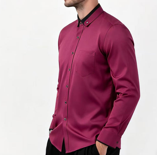 Slim Fit Collar Contrast Shirt – Business Casual Men’s Shirt