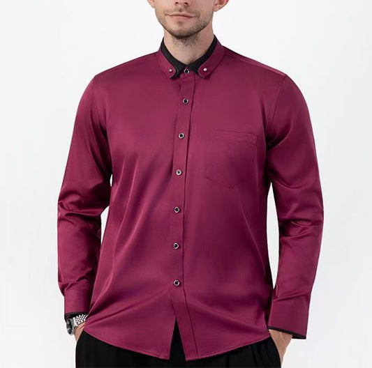 Slim Fit Collar Contrast Shirt – Business Casual Men’s Shirt