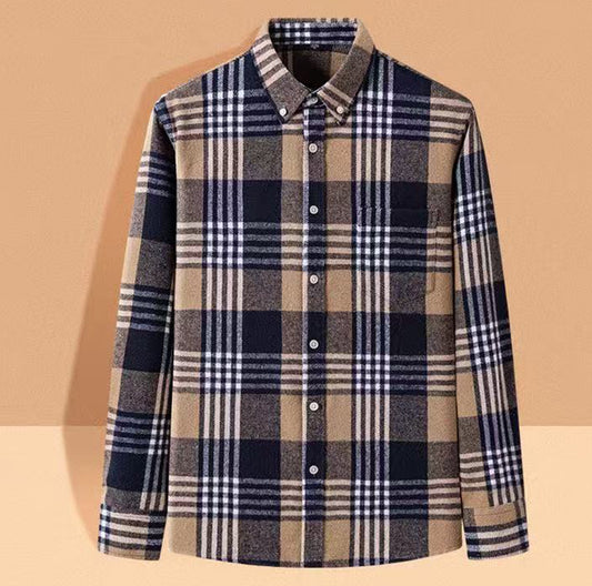 Plaid Long Sleeve Shirt – Casual Youth Men’s Shirt