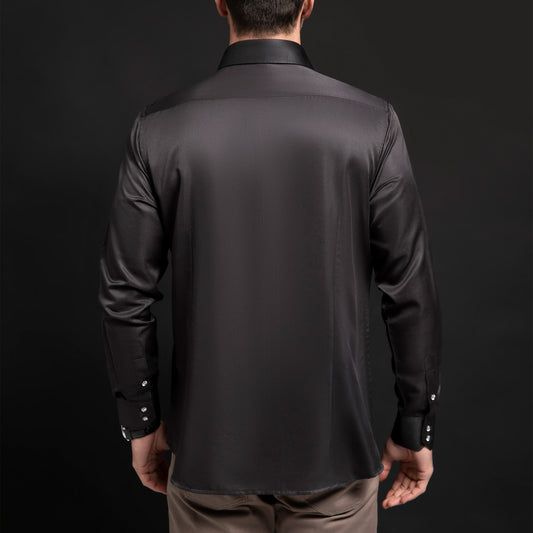 Men's Rhinestone Button Dress Shirt - Luxury Long Sleeve Business Casual Shirt
