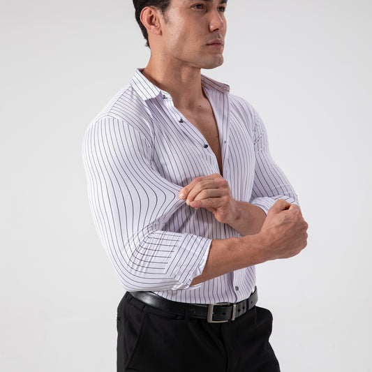 Striped Stretch Shirt – Men’s Wrinkle-Free Long Sleeve Shirt
