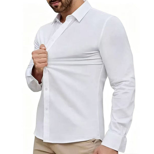 Button-Free Business Shirt – Four-Way Stretch Formal Wear