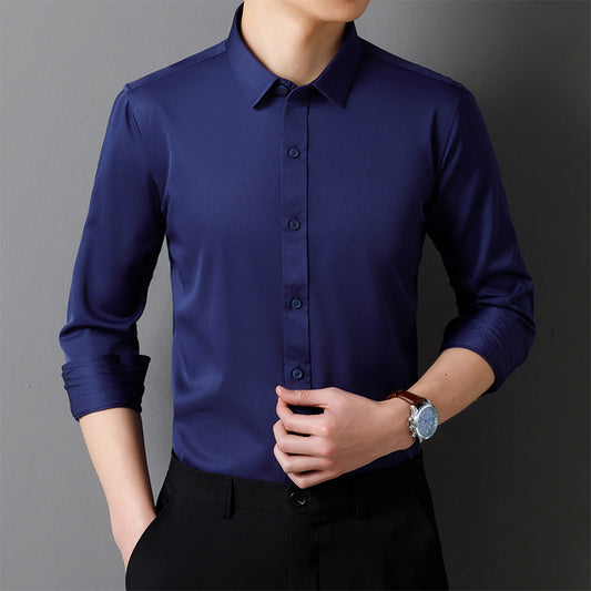 Men's White Stretch Slim Fit Business Shirt