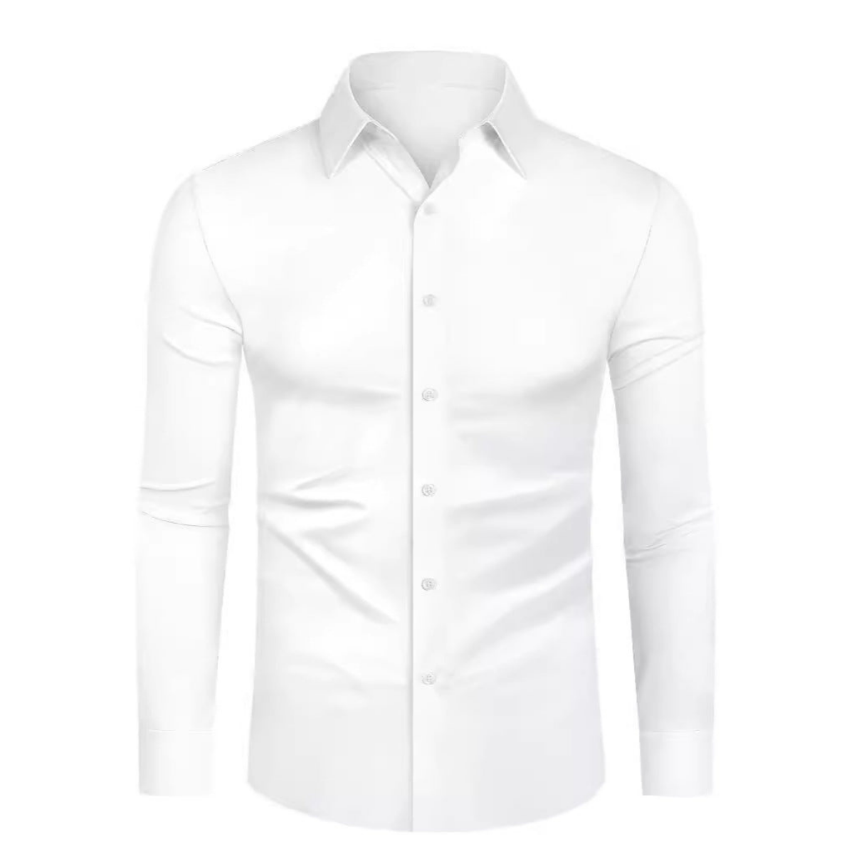 Hortiss Plus Size Stretch Shirt – Wrinkle-Free Work Shirt Men’s White - four-way bullet