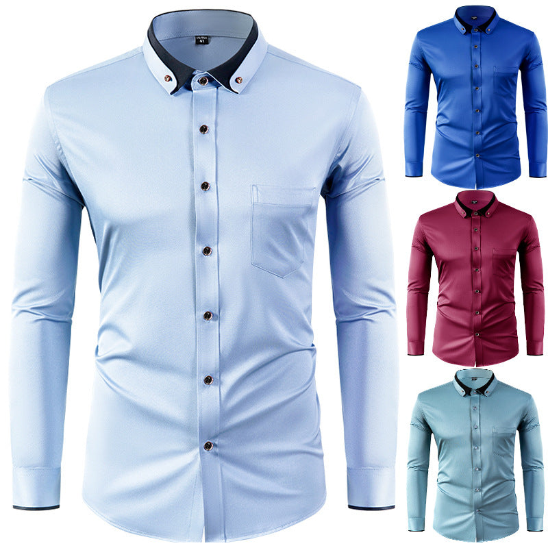 Hortiss Slim Fit Collar Contrast Shirt – Business Casual Men’s Shirt