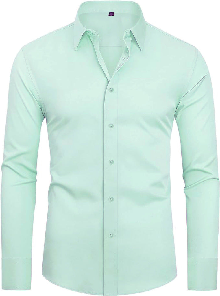 Hortiss Four-Way Stretch Dress Shirt – Slim Fit Business Shirt light green
