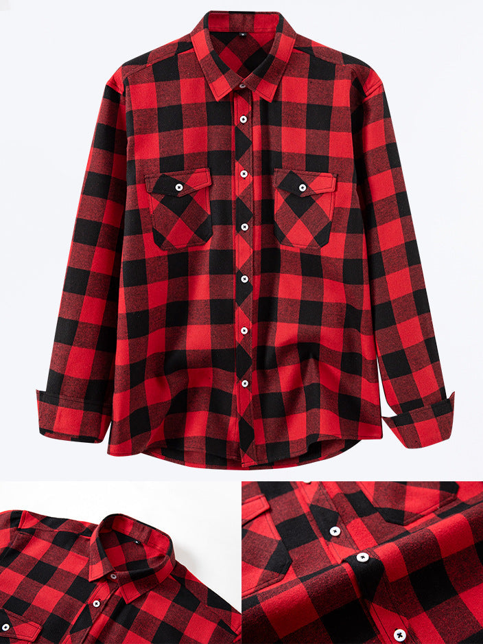 Hortiss Brushed Plaid Shirt – Casual Street Style Men’s Shirt