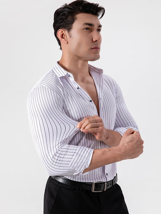 Hortiss Striped Stretch Shirt – Men’s Wrinkle-Free Long Sleeve Shirt