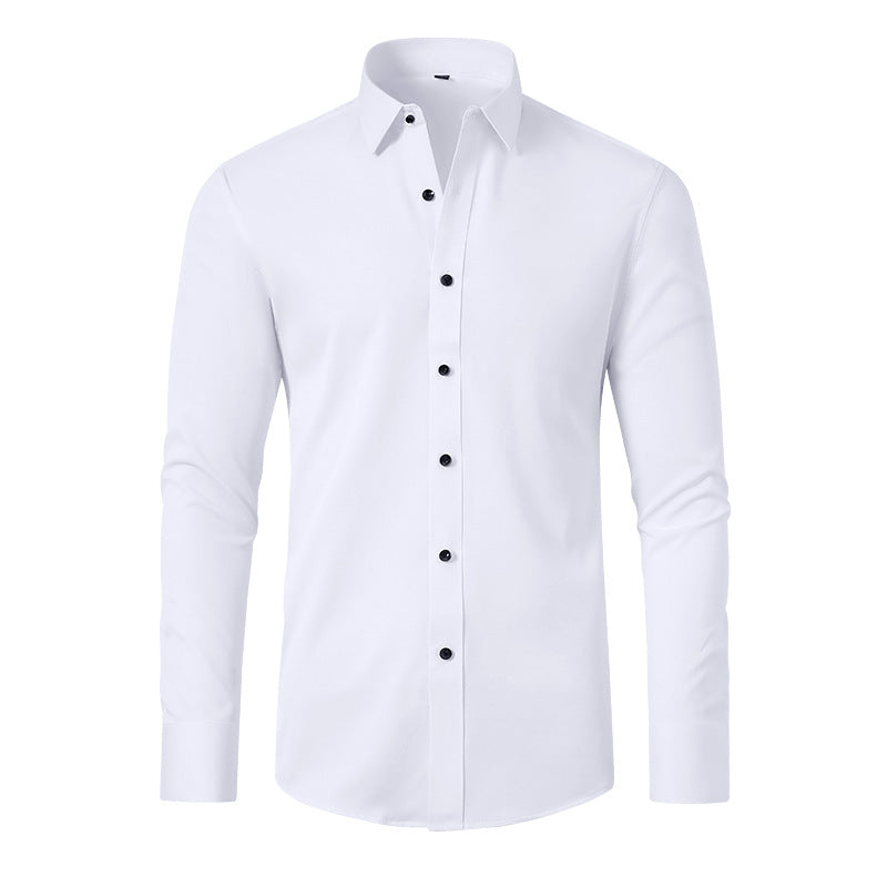 Hortiss Men’s Mercerized Stretch Shirt – Formal Business Long Sleeve