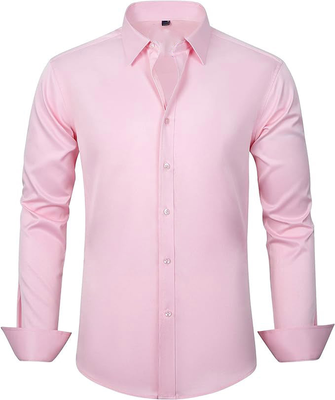 Hortiss Four-Way Stretch Dress Shirt – Slim Fit Business Shirt Pastel Pink
