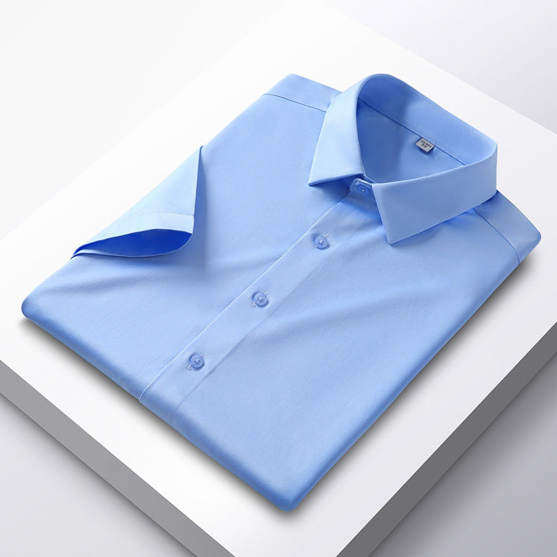 Hortiss Ice Silk White Shirt – Non-Iron Business Short Sleeve Shirt Light blue D2128-2