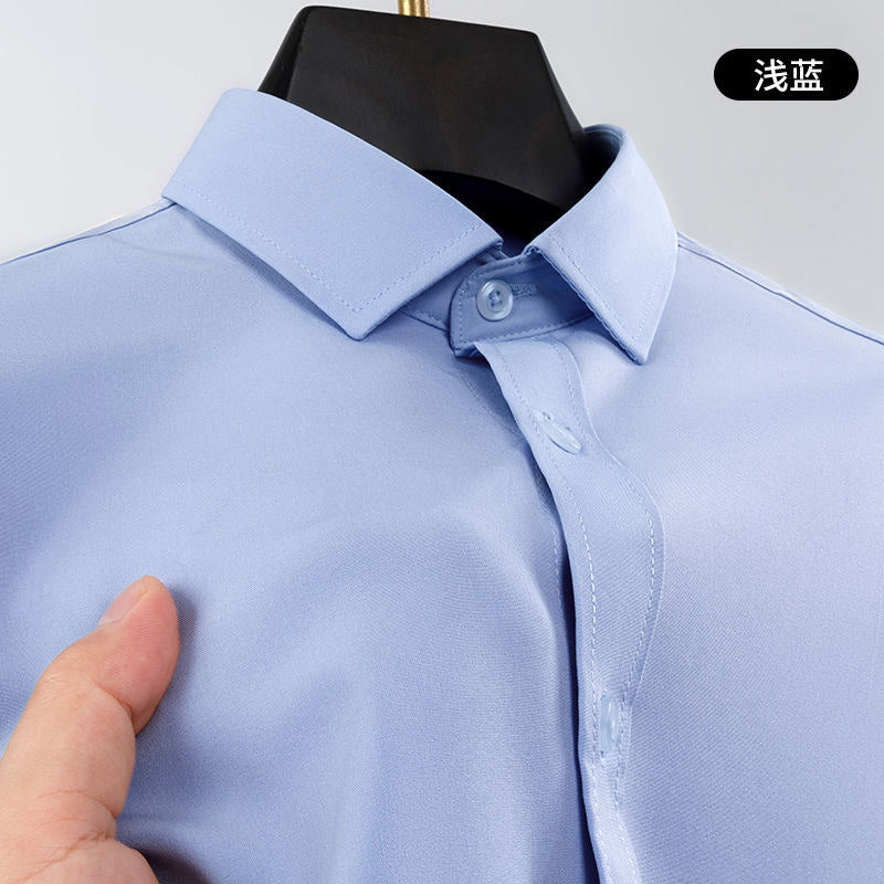 Hortiss Plus Size Stretch Shirt – Wrinkle-Free Work Shirt Men’s Light blue short sleeves - four-way pop