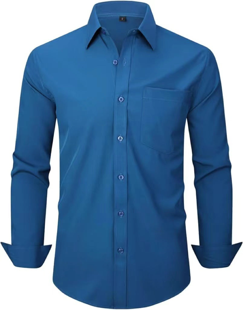 Hortiss Men’s Mercerized Stretch Shirt – Formal Business Long Sleeve