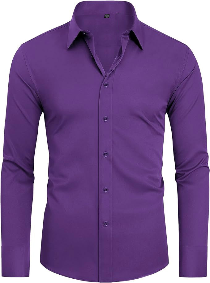 Hortiss Four-Way Stretch Dress Shirt – Slim Fit Business Shirt Dark purple