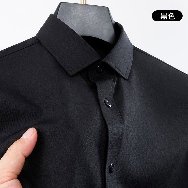 Hortiss Plus Size Stretch Shirt – Wrinkle-Free Work Shirt Men’s Black short sleeves - four-way flick