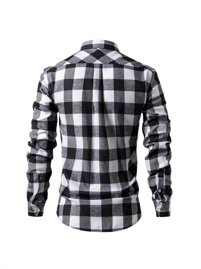 Hortiss Brushed Plaid Shirt – Casual Street Style Men’s Shirt