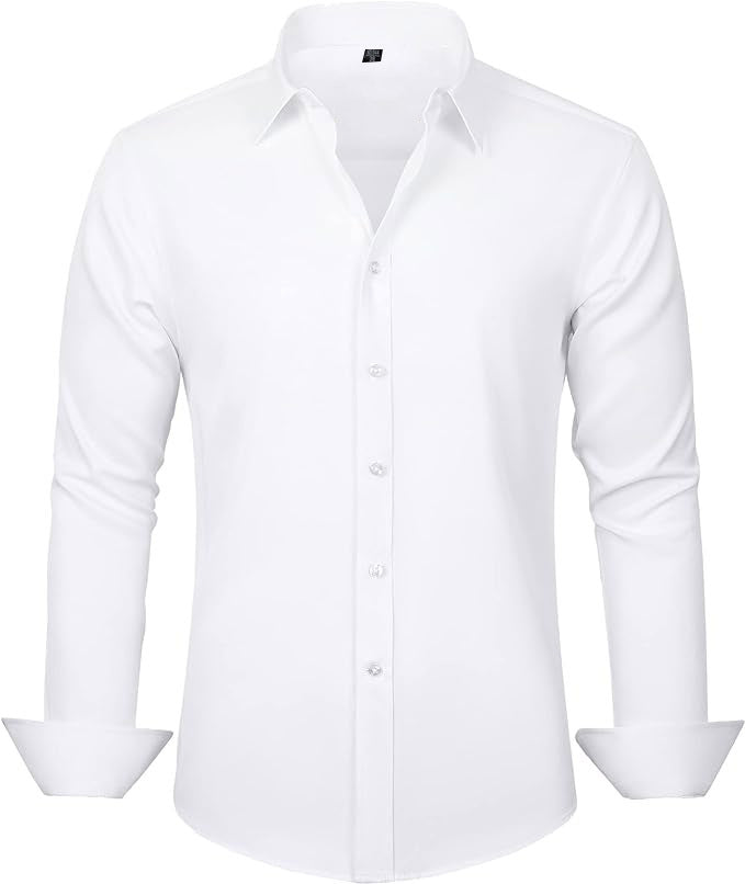 Hortiss Four-Way Stretch Dress Shirt – Slim Fit Business Shirt Alabaster