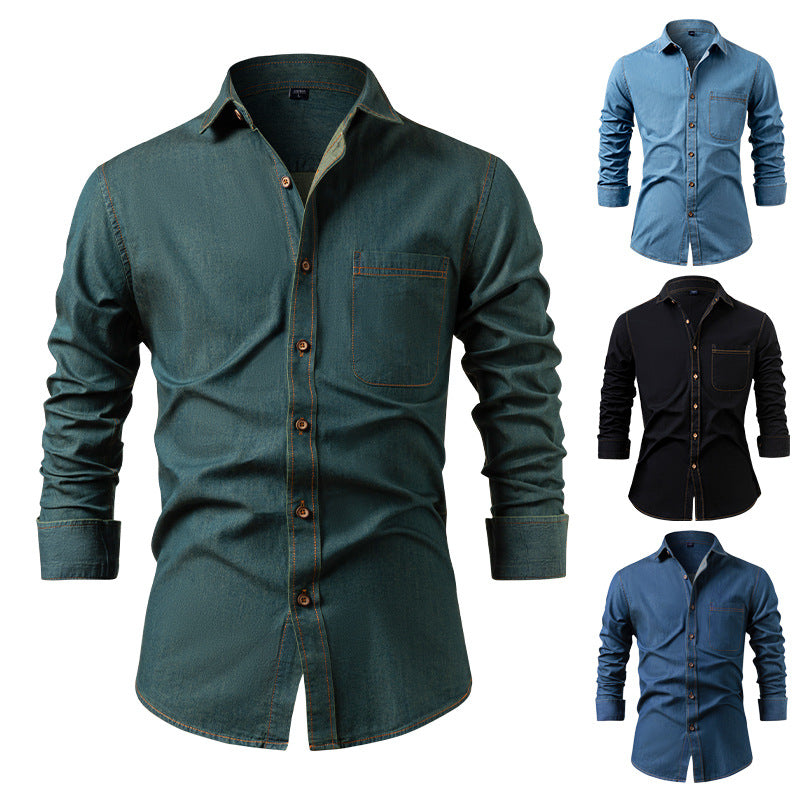 Hortiss Men’s Denim Shirt – Casual Lightweight Jacket Style Shirt