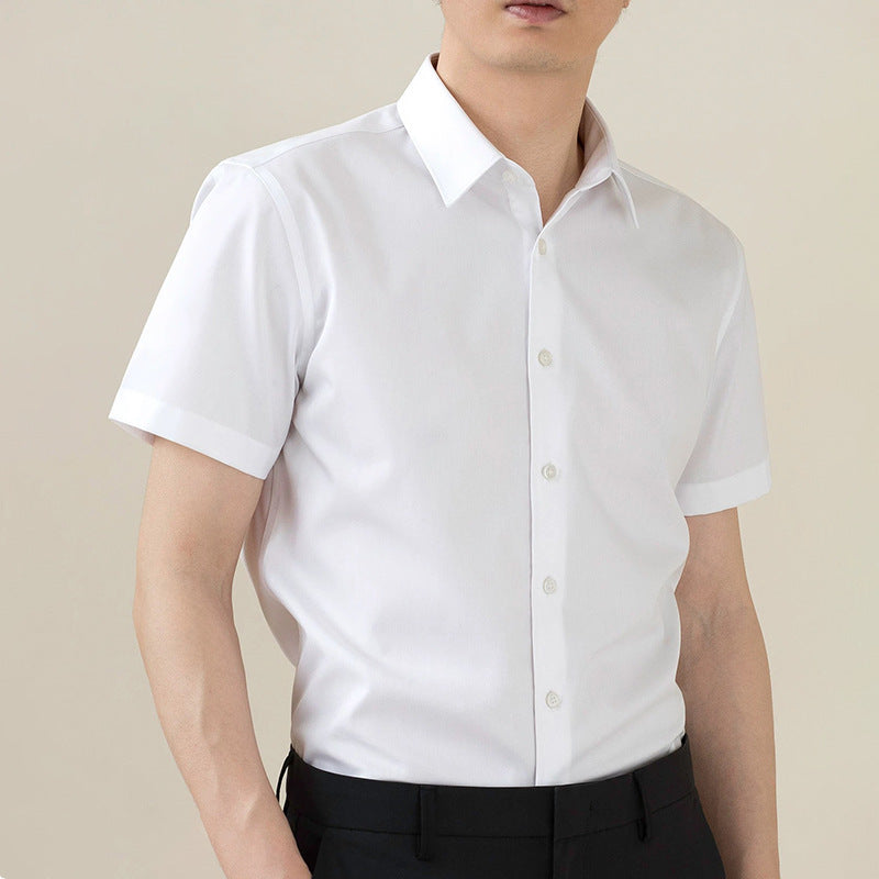 Hortiss Men’s Slim Fit Formal Shirt – Wrinkle-Free Stretch Shirt White (short sleeve)