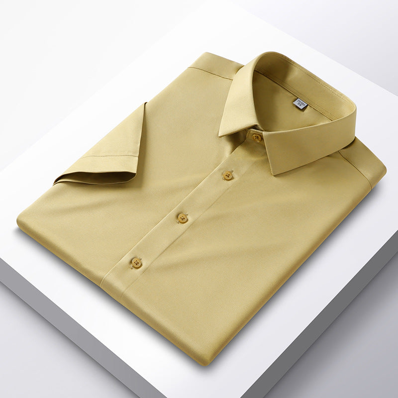 Hortiss Ice Silk White Shirt – Non-Iron Business Short Sleeve Shirt Orange D2128-9
